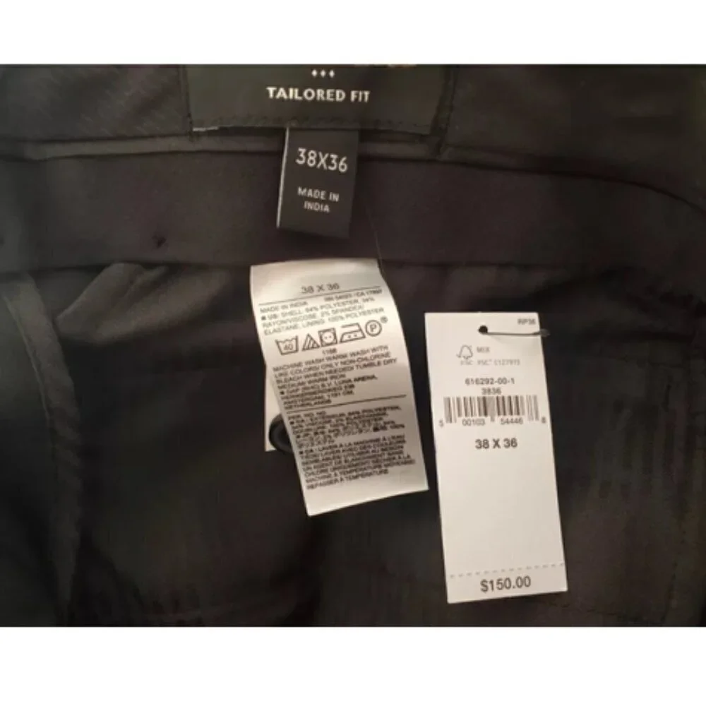 Banana Republic Modern Classic Plain Weave Suit Trouser Pants Black 38 x 36 NWT